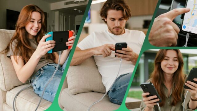 Pessoa usando cabo SwaggWood USB-C