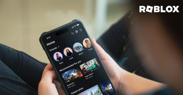 Aja surpreso – a verificação de idade baseada em IA do Roblox não protege as crianças | Roblox mostrado na tela do smartphone