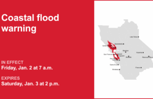 Alerta de inundação costeira em vigor no norte da Califórnia para sexta e sábado Alerta de inundação costeira em vigor no norte da Califórnia para sexta e sábado
