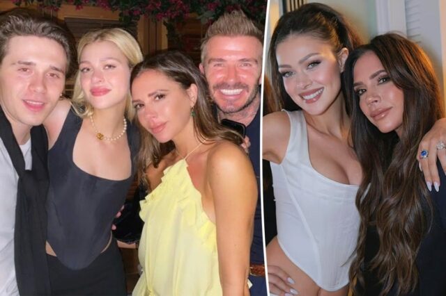 Brooklyn Beckham, Victoria Beckham, David Beckham e Nicola Peltz em