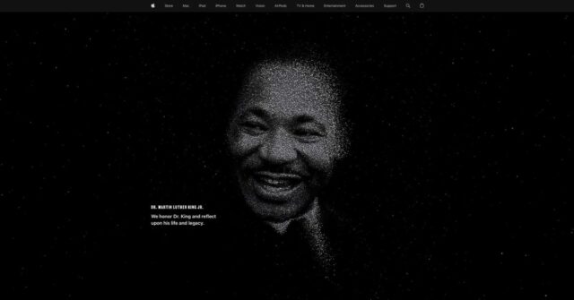 A Apple celebra o Dia de Martin Luther King Jr em homenagem anual à página inicial (captura de tela mostrada)