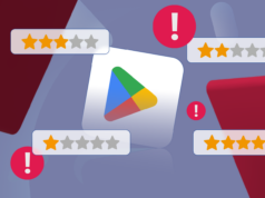 As classificações por estrelas do Google Play estão quebradas – aqui estão os 8 sinais em que confio Colagem apresentando um smartphone executando a Google Play Store, cercado por mascotes do Android e pop-ups destacando os recursos
