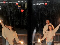 As estrelas do UFC Alex Pereira e Tracy Cortez se beijam na comemoração de ano novo Alex