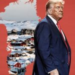 Pessoas protestam contra a política de Trump em relação à Groenlândia em frente ao consulado dos EUA em Nuuk, na Groenlândia, no fim de semana.