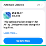 Atualize agora: Apple iOS 26.2.1 chega com suporte para AirTags 2