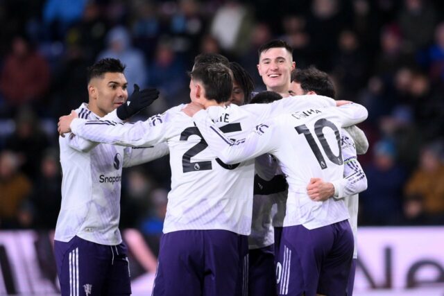 Jogadores do Manchester United reunidos.