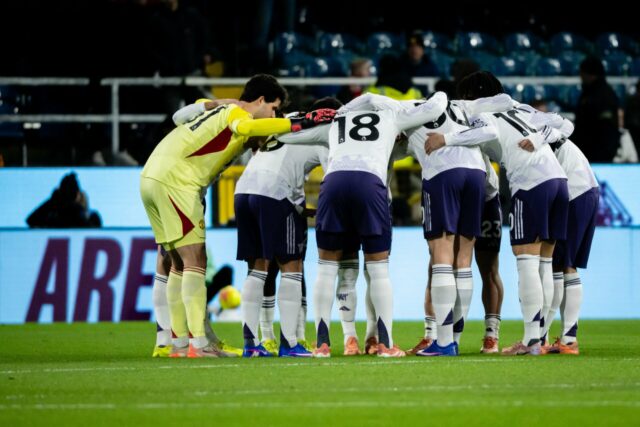 Jogadores do Manchester United reunidos.