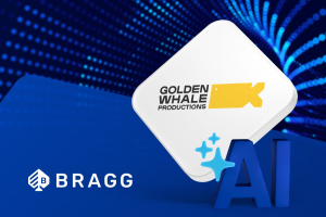 Bragg Gaming Group assina parceria Golden Whale, apoiando o objetivo Fundo azul escuro com logotipo Bragg no canto inferior esquerdo. 'AI' está escrito no canto inferior direito e o logotipo da empresa Golden Whale está acima. Bragg Gaming revela AI Brain com Golden Whale