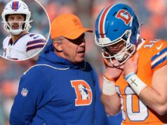 Broncos agora são favorecidos em relação aos Bills na Rodada Divisional da AFC em mudança repentina de mercado Josh Allen, nº 17 do Buffalo Bills, reage após o jogo contra o Jacksonville Jaguars durante o quarto período no jogo AFC Wild Card Playoff no EverBank Stadium em 11 de janeiro de 2026 em Jacksonville, Flórida.