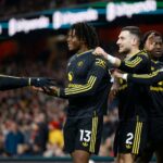 O Manchester United comemora o gol contra o Arsenal.