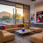 TV LED TCL X11L SQD-Mini em apartamento moderno e alto