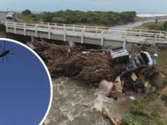 Carros mutilados puxados por helicóptero enquanto a limpeza das enchentes do rio Wye continua Extração de carros em Wye River