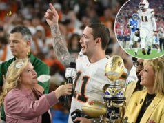 Carson Beck desfruta da ‘melhor sensação que já tive’ após a emocionante vitória do CFP de Miami sobre Ole Miss Carson Beck, número 11 do Miami Hurricanes, marca um touchdown contra o Ole Miss Rebels durante a semifinal do College Football Playoff de 2025.