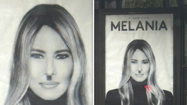 cartaz de melania trump em west hollywood estilo hitler bg 3