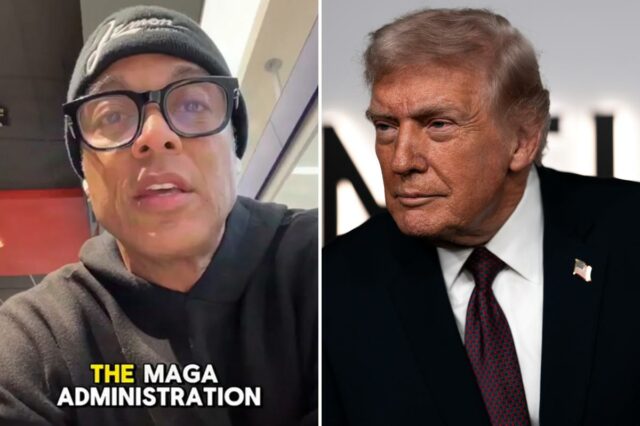 Don Lemon usando gorro preto e óculos, com o texto 