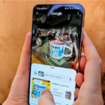 Um Samsung Galaxy S24 executando um círculo para pesquisar.