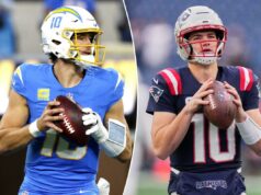 Como assistir Chargers vs. Patriots gratuitamente na rodada NFL Wild Card logotipo de fantasia azarão