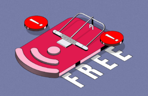 Como golpes mais inteligentes exploram o Wi-Fi – e o que você pode fazer a respeito Um escudo VPN azul posicionado na frente do escudo VPN do Google, cercado por ícones flutuantes de uma chave, um cadeado e cifrões.