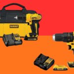 Uma furadeira, carregador e bateria.