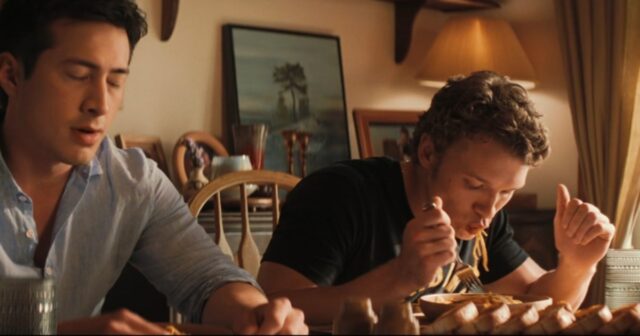 Shane Hollander (Hudson Williams) e Ilya Rozanov (Connor Storrie) no episódio 6 de “Heated Rivalry” da HBO Max.