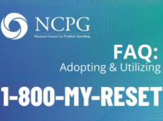 Conselho Nacional de Jogos Problemáticos anuncia novo número de linha de apoio: 1-800-MY-RESET O Conselho Nacional de Jogos Problemáticos anuncia a nova linha de apoio número 1-800-MY-RESET. Gráfico do National Council on Problem Gambling promovendo o novo número da National Problem Gambling Helpline, 1-800-MY-RESET, com o logotipo do NCPG e o texto “FAQ: Adopting & Utilizing 1-800-MY-RESET” em um fundo azul e verde-azulado.