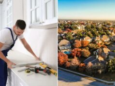 Construção de casas para os ricos dispara em seis grandes áreas metropolitanas Trabalhador instalando uma nova bancada em uma cozinha moderna.