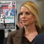 A procuradora-geral Pam Bondi chegando ao Capitólio dos EUA.