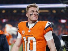 Denver Broncos QB Bo Nix sofre lesão no tornozelo no final da temporada durante os playoffs GettyImages-2243899026 Alex Singleton, outubro de 2025