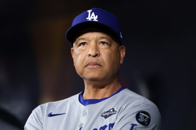 TORONTO, ONTARIO - OCTOBER 24: Manager Dave Roberts #30 of the Los Angeles Dodgers looks on before game one of the World Series against the Toronto Blue Jays at Rogers Center on October 24, 2025 in Toronto, Ontario. (Photo by Patrick Smith/Getty Images)