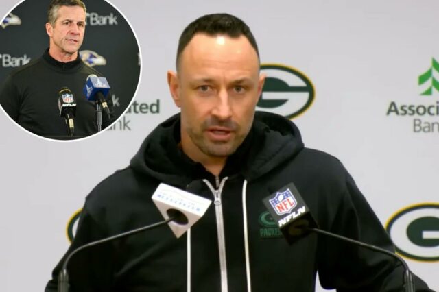 Dolphins contratam novo GM com o intrigante John Harbaugh, Giants Jon-Eric Sullivan fala em dois microfones em uma coletiva de imprensa.