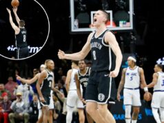 Egor Dëmin, do Nets, continua mostrando que foi feito para grandes momentos O armador do Brooklyn Nets, Egor Demin (8), reage ao forçar a prorrogação com esta cesta de três pontos durante o segundo tempo, quando o Brooklyn Nets jogou contra o Orlando Magic na quarta-feira, 7 de janeiro de 2026