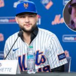 O infielder do New York Mets, Bo Bichette, fala em sua coletiva de imprensa introdutória no Citi Field.
