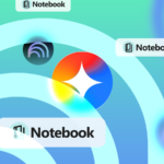 Um cérebro 3D cercado por ícones flutuantes representando NotebookLM, Gemini e Obsidian, contra um fundo azul brilhante e roxo.