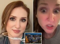 Enfermeira desequilibrada da Virgínia que incentivou colegas a injetar droga paralisante em agentes ICE é rapidamente demitida Uma enfermeira vestindo uma bata médica e uma máscara branca amarrada no pescoço.