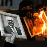 Um protesto antigovernamental em Teerã.