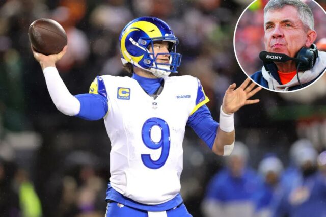 Escolhas e previsões do fim de semana do campeonato da O quarterback do Los Angeles Rams, Matthew Stafford (9), se prepara para lançar a bola durante os playoffs divisionais da NFC.