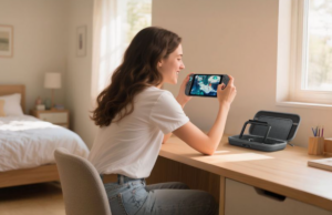 Este case de carregamento Belkin para o Switch 2 possui uma tela para verificar a vida útil da bateria Um estojo de carregamento.