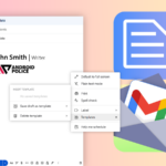 Ilustração do ícone do Gmail centralizado em um fundo colorido, com vários ícones do Google Tasks empilhados no lado esquerdo, um deles sobreposto ao logotipo do Gmail.