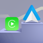 Painel do carro com tela Apple CarPlay e seu logotipo no centro.