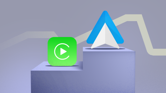 Painel do carro com tela Apple CarPlay e seu logotipo no centro.