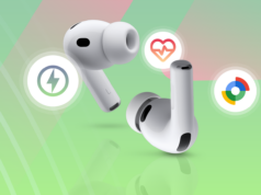 Eu uso o AirPods Pro 3 há meses – aqui estão 5 recursos que a Samsung e o Google deveriam roubar Mulher usando Google Pixel Buds Pro 2 em verde, com dois fones de ouvido flutuando ao seu redor e um texto grande dizendo