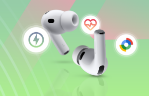 Eu uso o AirPods Pro 3 há meses – aqui estão 5 recursos que a Samsung e o Google deveriam roubar Mulher usando Google Pixel Buds Pro 2 em verde, com dois fones de ouvido flutuando ao seu redor e um texto grande dizendo