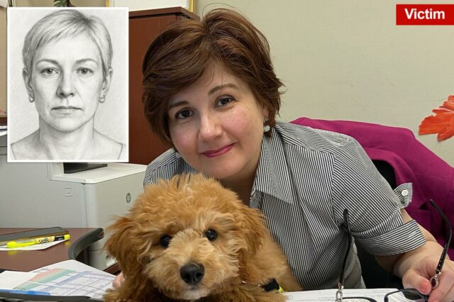 Aryan Papoli com um cachorrinho em sua mesa.