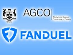 FanDuel multado em US$ 350.000 pelo regulador de Ontário por não relatar apostas suspeitas FanDuel multado pela AGCO em investigação de manipulação de resultados em Ontário. Logotipos AGCO e FanDuel contra um fundo azul