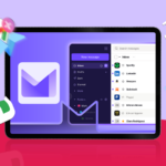 Uma ilustração colorida do logotipo do Google Drive no centro, cercado por ícones como PDFs, Word, Excel e pastas, todos organizados em um layout circular sobre um fundo geométrico brilhante