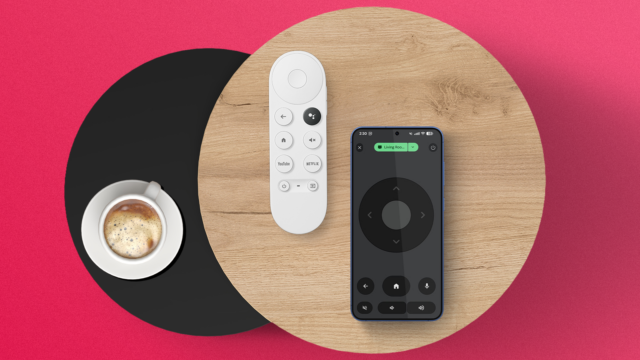 O controle remoto do Google TV Streamer com o logotipo Find My Remote ao seu redor.