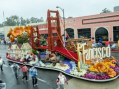 Fotos do Rose Parade: 10 grandes carros alegóricos da celebração de 2026 Carro alegórico da Associação de Viagens de São Francisco