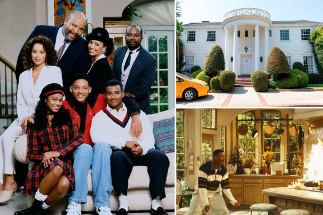 Fotos raras mostram Will Smith filmando a abertura icônica de 'Fresh Prince of Bel Air' - enquanto a mansão chega ao mercado por US $ 30 milhões
