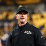 Head coach John Harbaugh of the Baltimore Ravens walks the field prior to the game against the Pittsburgh Steelers at Acrisure Stadium on January 4, 2026 in Pittsburgh, Pennsylvania.