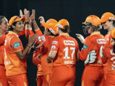 Gigantes de Gujarat postam 207/4 na segunda partida do WPL contra UP Warrrorz Gigantes de Gujarat postam 207/4 na segunda partida do WPL contra UP Warrrorz